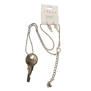 Jewelry‎ set Key with Brave Brass Necklace and Earrings